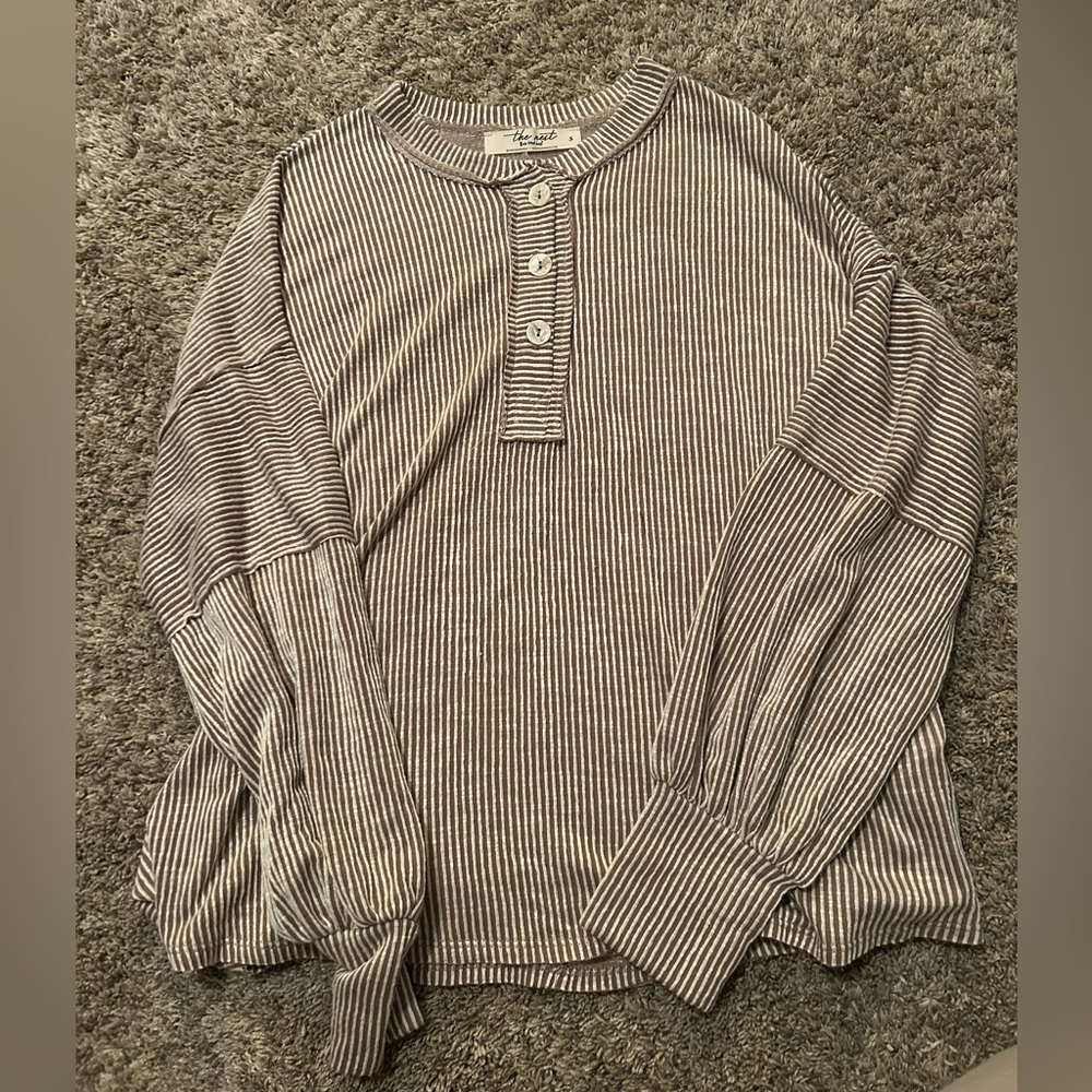 Striped Long Sleeve Henley Top